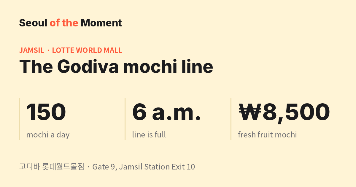 Godiva mochi at Lotte World Mall: 150 a day, line full by 6 a.m.